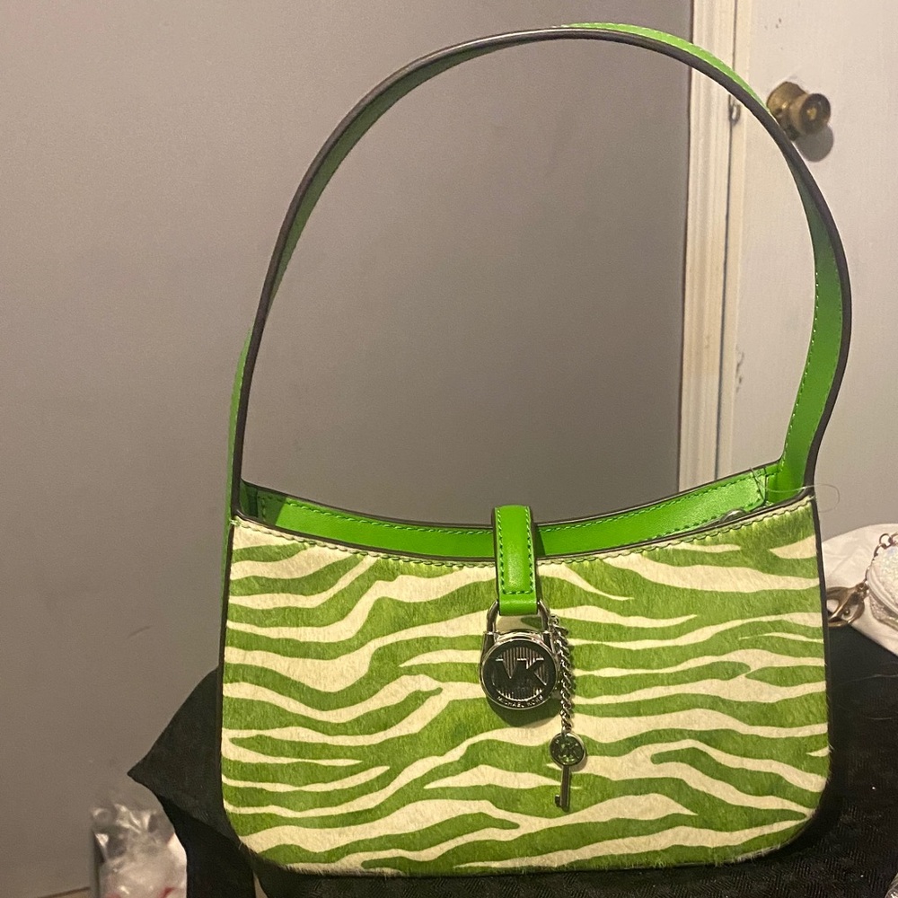 Michael  kors Nwt sold out  Green Zebra hair calf Print Women's  Lyra Bag